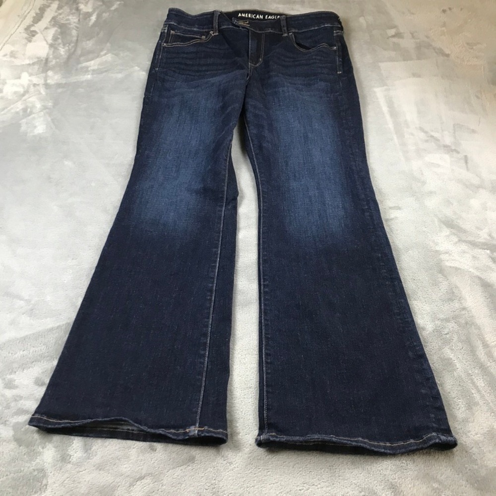 American Eagle Kick Boot Dark Wash Next Level Stretch Jeans Womens 10 34x31